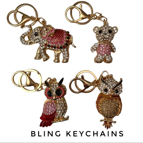 Other - Keychain Jeweled Sparkly Owl Elephant Bear Bling